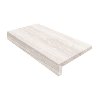 Porcelain Pavers - 12" x 36" L-Shape Coping, Stratos Vein White